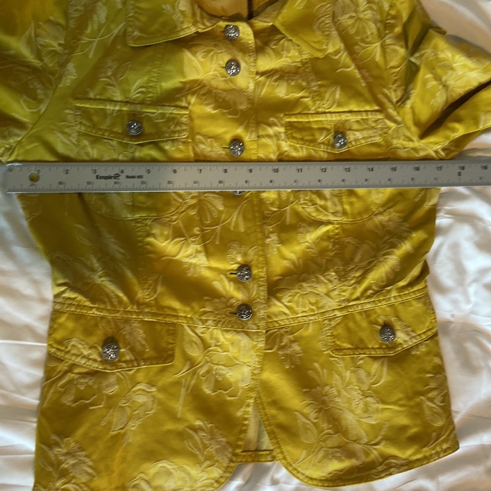 Sisley Yellow Floral Blazer 🌼 Size Small Fitted Jacket Button Front EUC - Picture 9 of 10